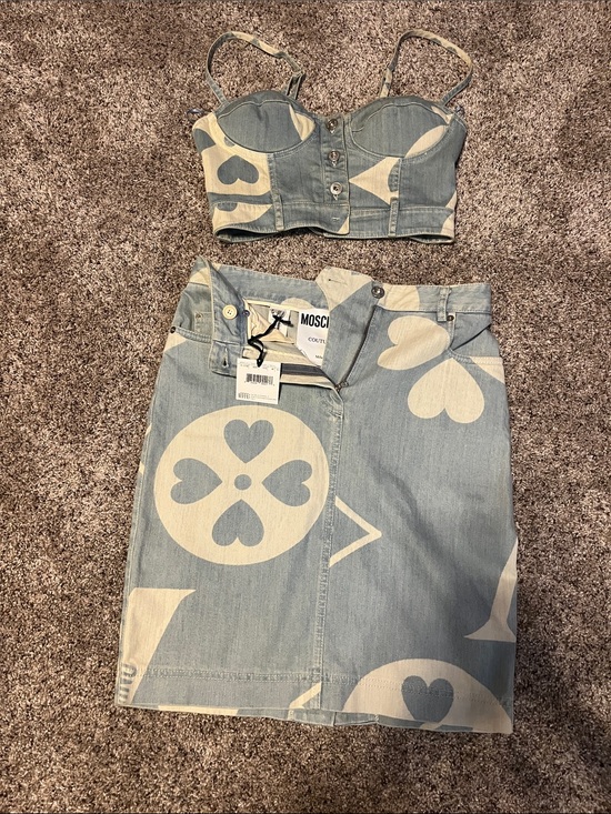 Moschino Couture Dresses & Skirts - Moschino Couture | Heart Denim Bustier & Skirt 2-Piece Set | IT 40 US 6